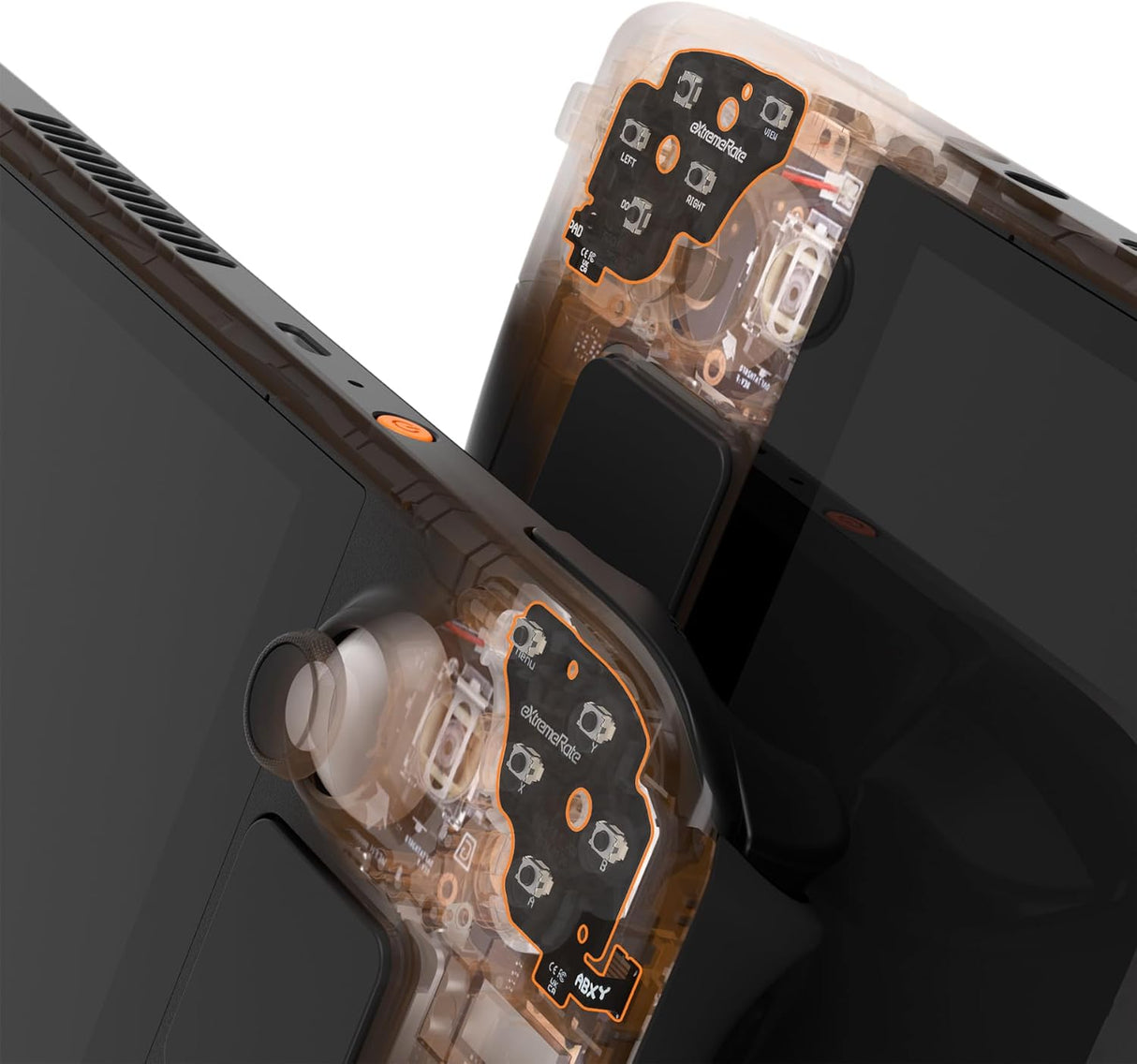 Internal view of a Steam Deck showcasing the left DPad and buttons mechanism