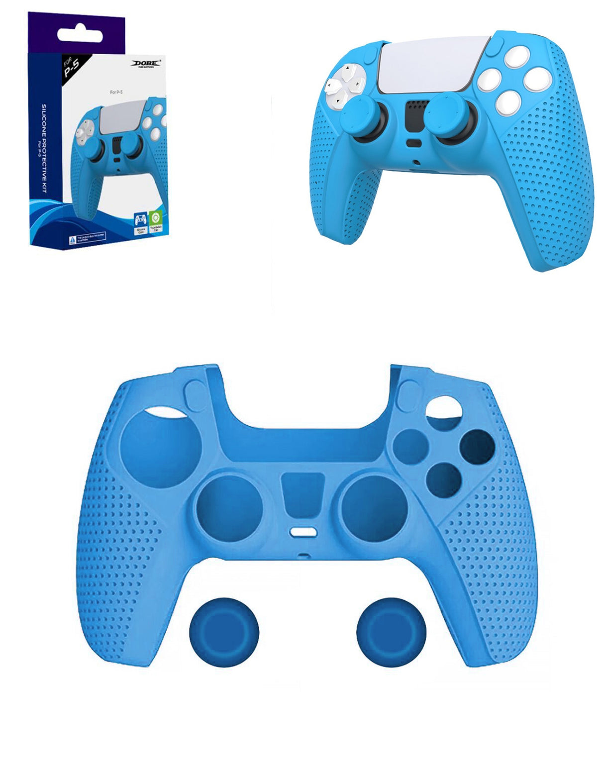 a image of a blue protective sleeve for the playstation 5 controller