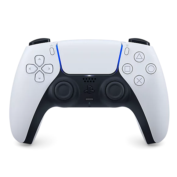 Playstation 5 TMR Electromagnetic Controller, predominantly white with some black and blue accents.
