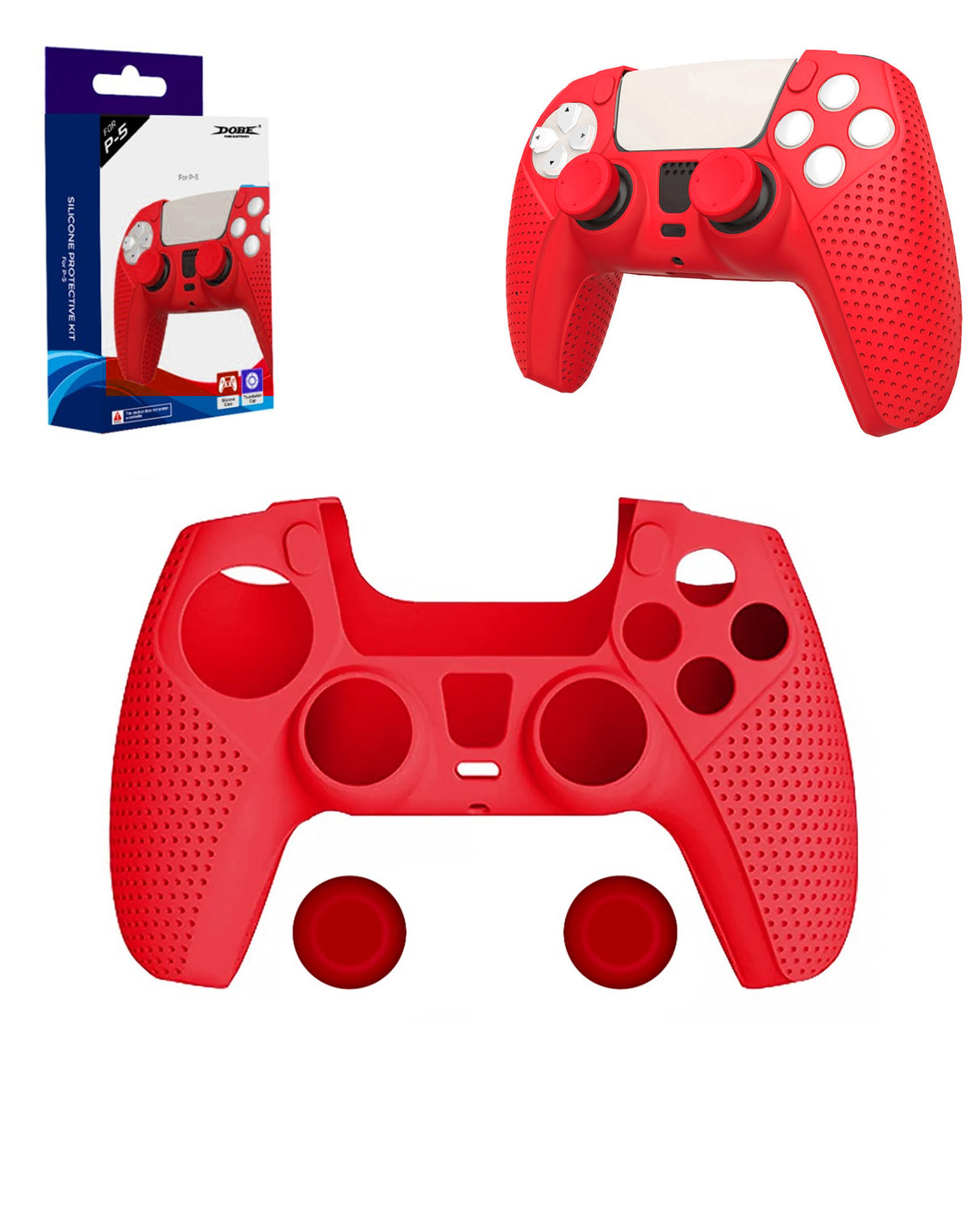 a image of a red protective sleeve for the playstation 5 controller