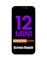 Smartphone with '12 Mini' and 'GAMERSEDGE REPAIR' text on a white background