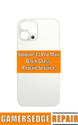 White phone with 'Iphone 13 Pro Max Back Glass Repair Service' text on an orange background