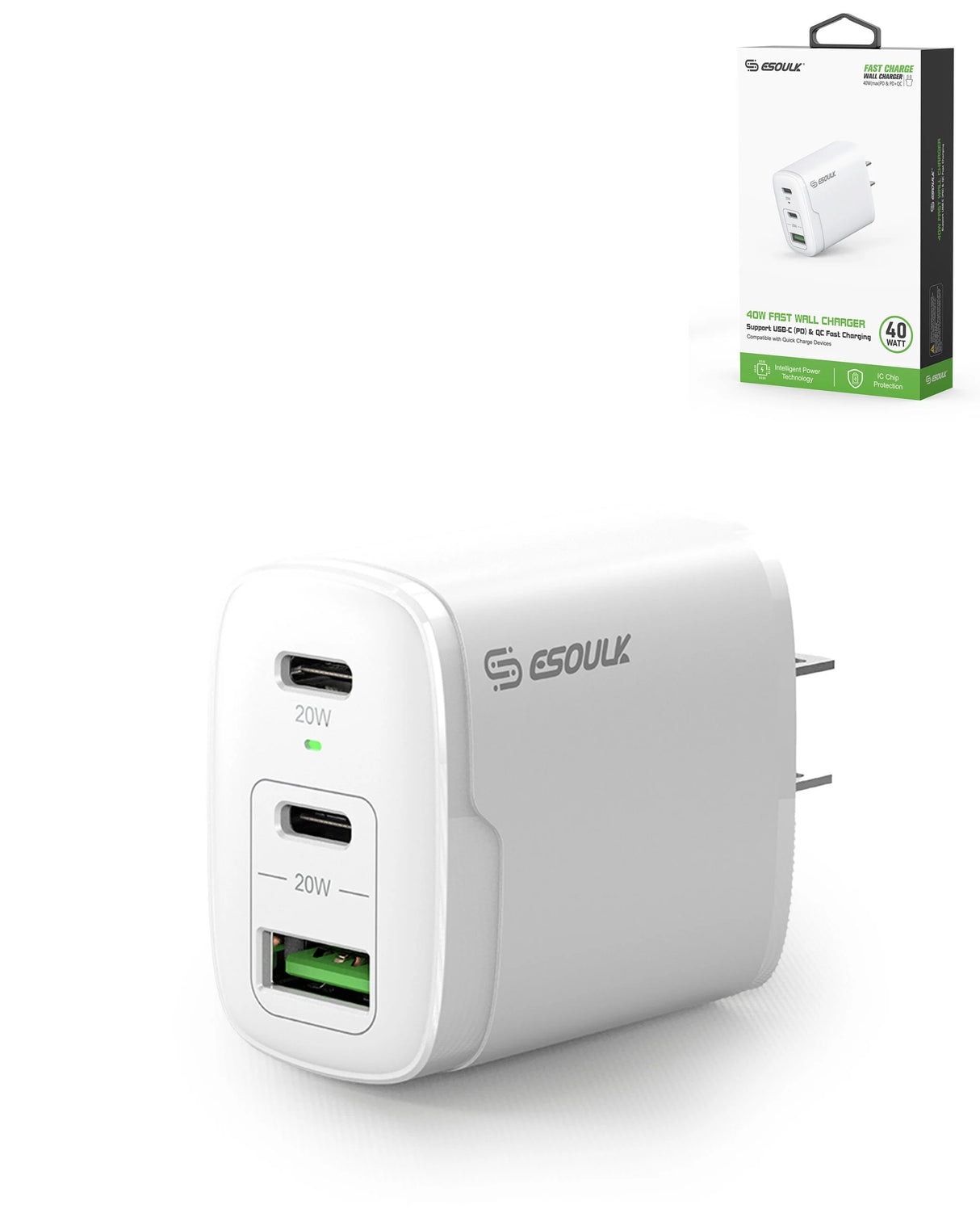 PD Dual USB-C Wall Charger 40W