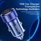 PD USB C+A Transparent Car Charger (BLACK) (75W)