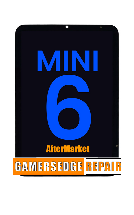 Black screen with 'MINI 6' in blue and 'Aftermarket Gamersedge Repair' in orange on a white background