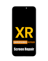 Phone screen repair part with 'XR' and 'Gamersedge Repair' text on a black background