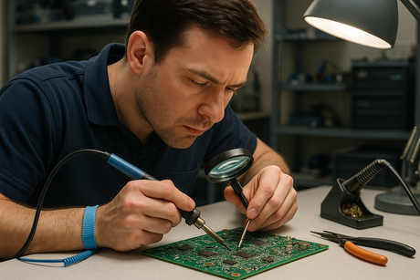 tech working on board